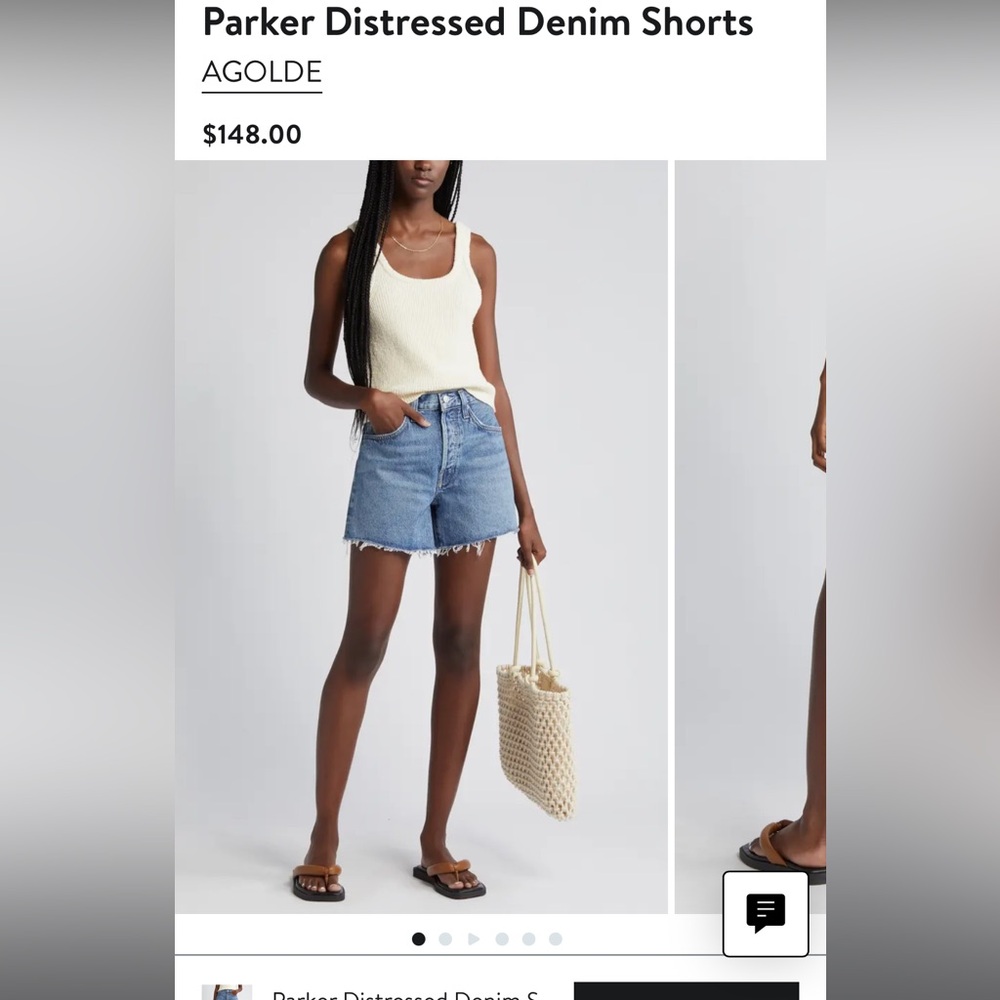 AGOLDE Parker Distressed Denim Shorts - Light Blue